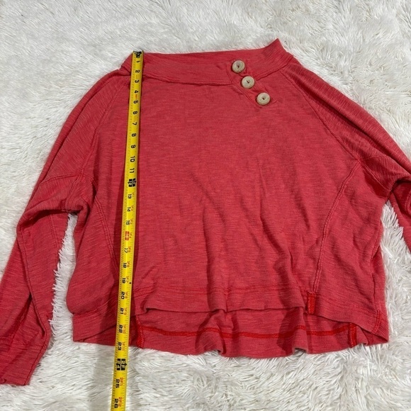 Free People Don't Forget Me Button-Detail Top Long Sleeve Woman’s Coral Large - Picture 4 of 10